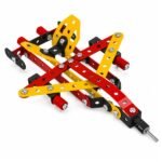 assembled model structure using metal strips and wheels demonstrating building concept — for kids Age 7+ Years