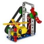 step-by-step instruction manual and parts layout from for kids construction kit with screws and plates