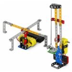 assembled model from Educational Kit showing motorized vehicle structure with metal strips and wheels