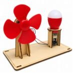 Windmill project kit wooden blades DC generator layout view