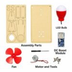 Mini DC generator motor windmill wooden blade mount close up