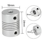 Flexible Aluminum Coupler 5mm to 8mm Helical Shaft for Motion Systems.