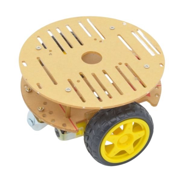 2WD Smart Mini Round Robot Car Chassis DIY Kit fully assembled showing circular chassis and motor placement