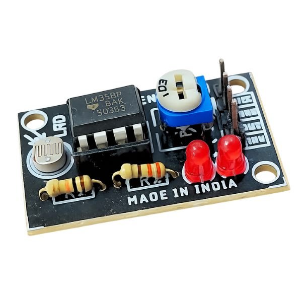 LDR Light Depend Sensor Module front view showing CdS photoresistor 10K potentiometer and 4-pin header