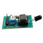 Flame sensor module back view showing PCB traces potentiometer and VCC GND signal pin labels
