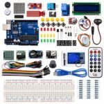 Arduino uno kit MB-102 breadboard jumper wires layout view