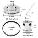 GT2 pulley set 200mm rubber belt 3:1 ratio top view