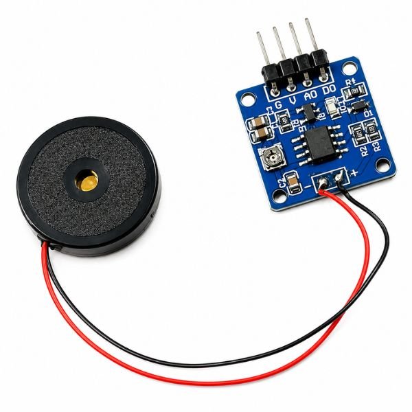 Piezoelectric Tap Shock and Vibration Sensor Module front view showing piezo disc