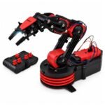 robotic arm joints and servo motors with wiring connections