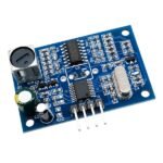 trigger echo pin header close-up on JSN-SR04T control PCB for 5V Arduino distance measurement wiring