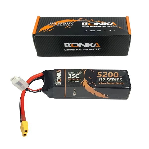 11.1V BONKA 5200mAh 35C 3S LiPo Battery Pack 11.1V BONKA 5200mAh 35C 3S LiPo Battery Pack for FPV drones