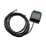 GPS active antenna full cable length view showing coaxial signal cable and antenna housing patch