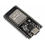 esp32 wroom board module with metal shield and antenna area