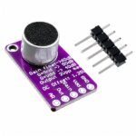 MAX9814 Microphone AGC Amplifier Module front view showing electret mic capsule and pin header