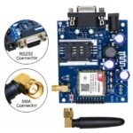 SIM800A GSM GPRS module RS232 UART I2C SMA connector close up