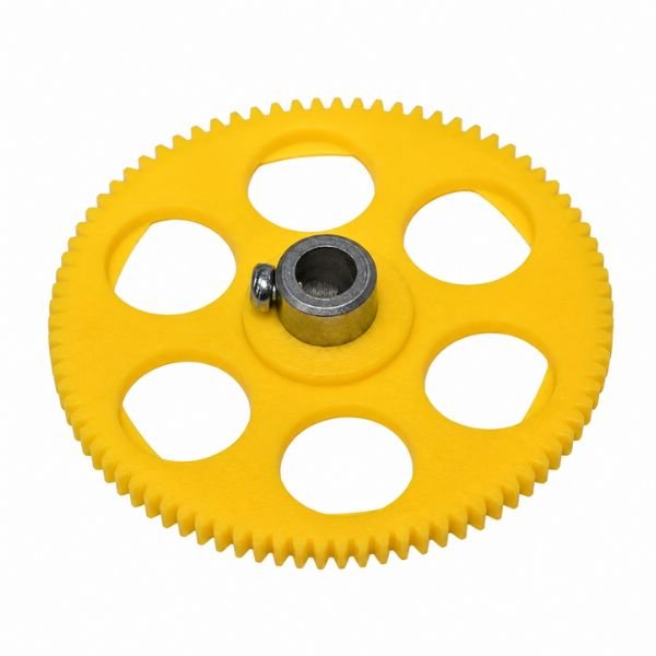 Plastic Spur Gear 55mm 85 Teeth Yellow DIY Robotics front view