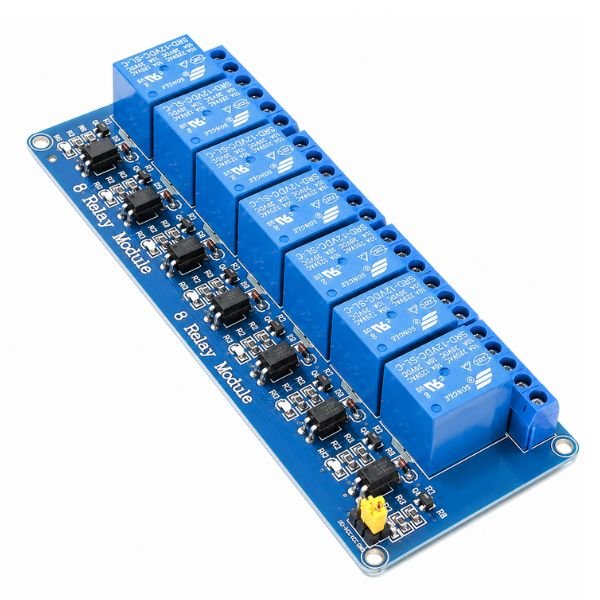 12V 8 Channel Relay Module Optocoupler Isolated front view