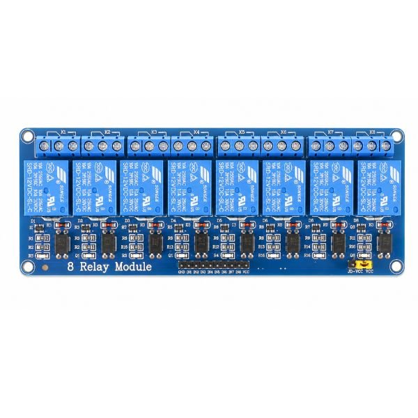12V 8 Channel Relay Module Optocoupler Isolated front view
