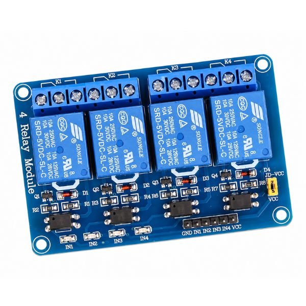 4 Channel 5V 10A Relay Module Optocoupler front view