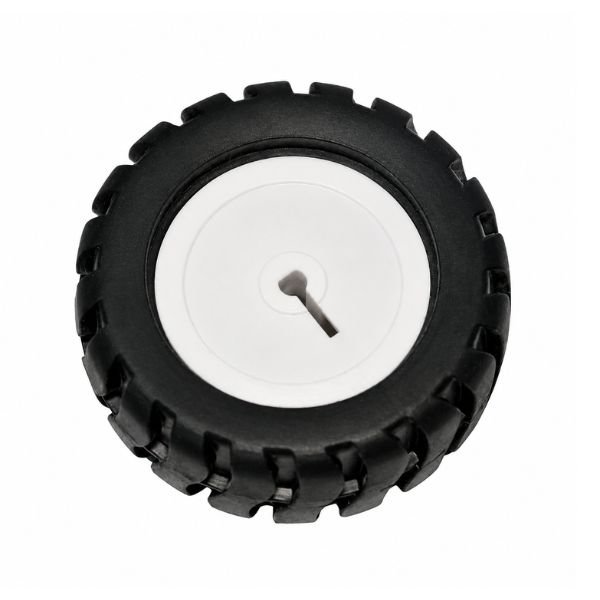 Car Wheel 44mm N20 DC Gear Motor Black White Rubber front view