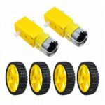 Dual Shaft DC BO Motor with 45mm Yellow Wheels top view