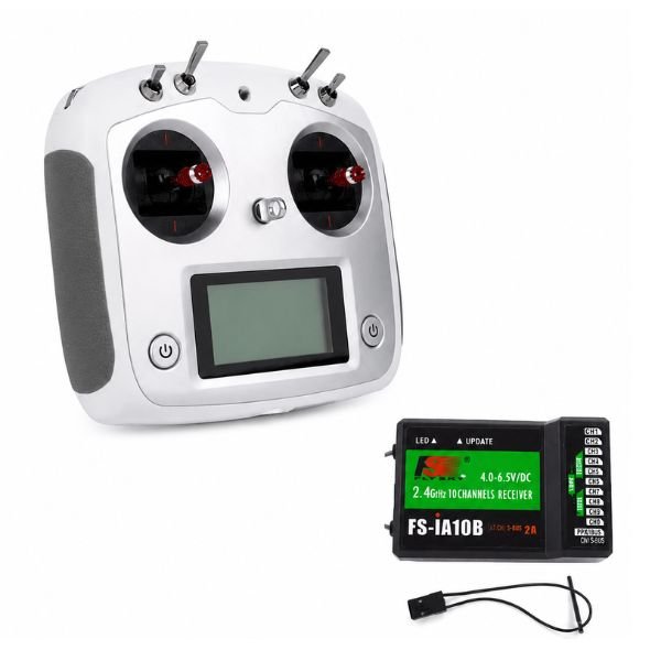 FlySky FS-i6S 10-Channel Remote with FS-iA10B Receiver front view