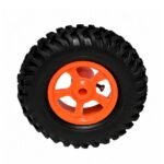 Robot Wheel 80mm x 25mm Gear Motor 6mm Bore Rubber Grip front view