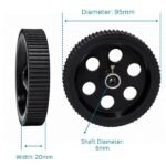 Robot Wheel 95mm x 20mm DC Gear Motor 6mm Bore Narrow