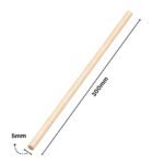Round wooden stick 5mm diameter cross-section end and length detail
