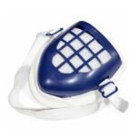 Breathing sound sensor nose mask plastic blue white top view