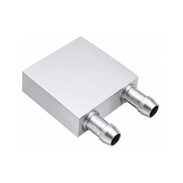 aluminium-water-cooling-plate-40x40x12mm-front-nozzle-view Aluminium Water Cooling Plate 40x40x12mm front nozzle view