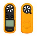 LCD anemometer display showing wind speed temperature back view