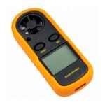 LCD anemometer display showing wind speed temperature reading