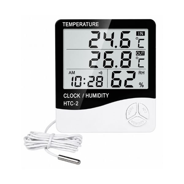 htc-2-digital-thermohygrometer-external-probe-front-view HTC-2 Digital Thermohygrometer with external probe sensor front view
