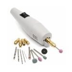 mini electric drill set five collet sizes 0.5mm to 3mm close up