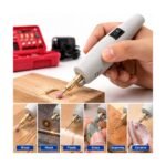 Mini electric drill set with accessories detail view