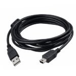 USB A to Mini USB Cable for Arduino Nano black front view